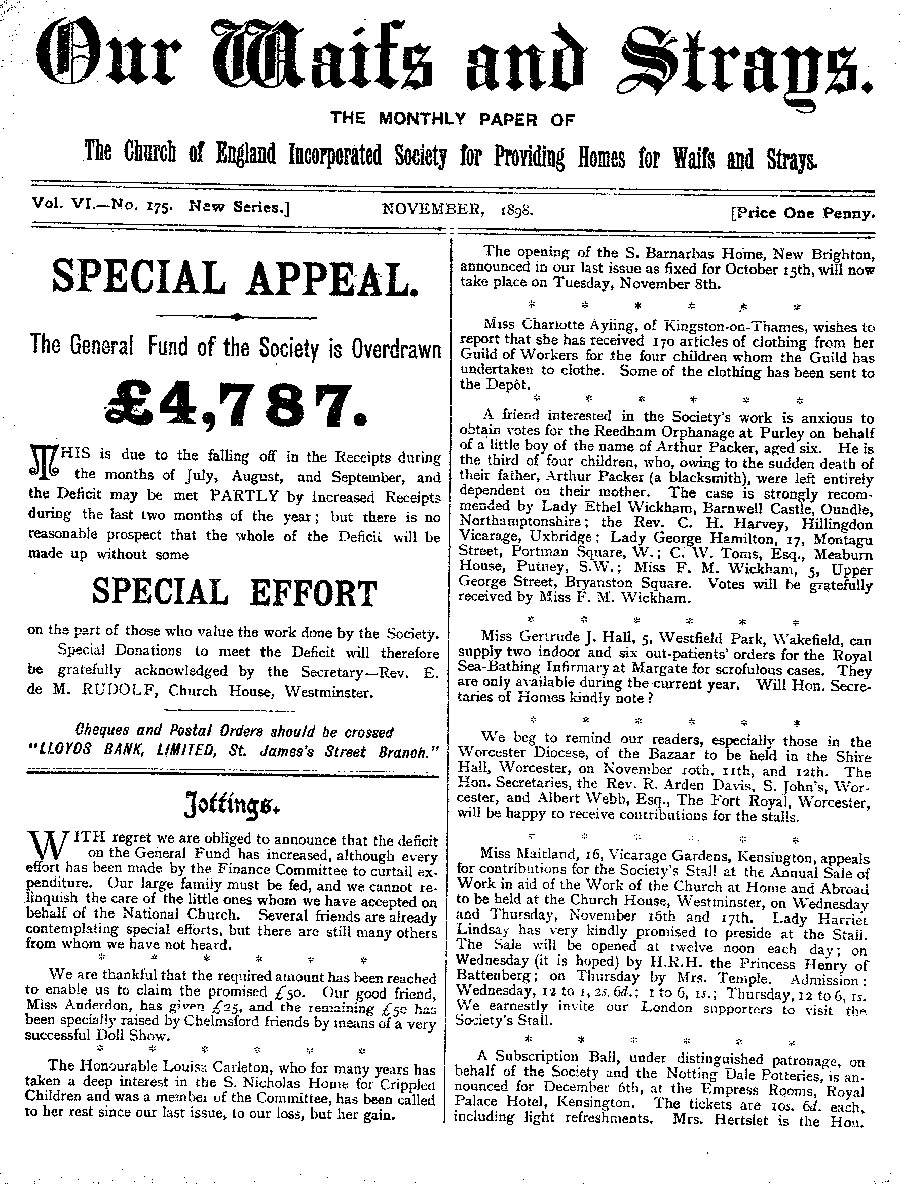 Our Waifs and Strays November 1898 - page 171