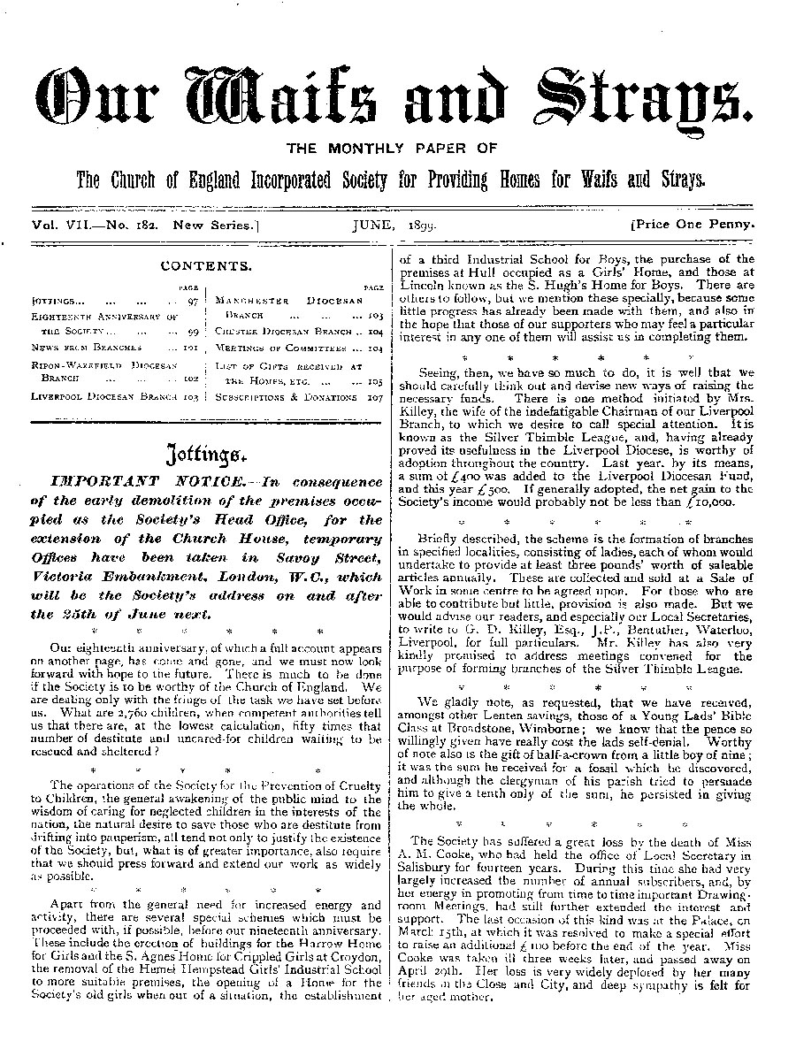 Our Waifs and Strays June 1899 - page 116