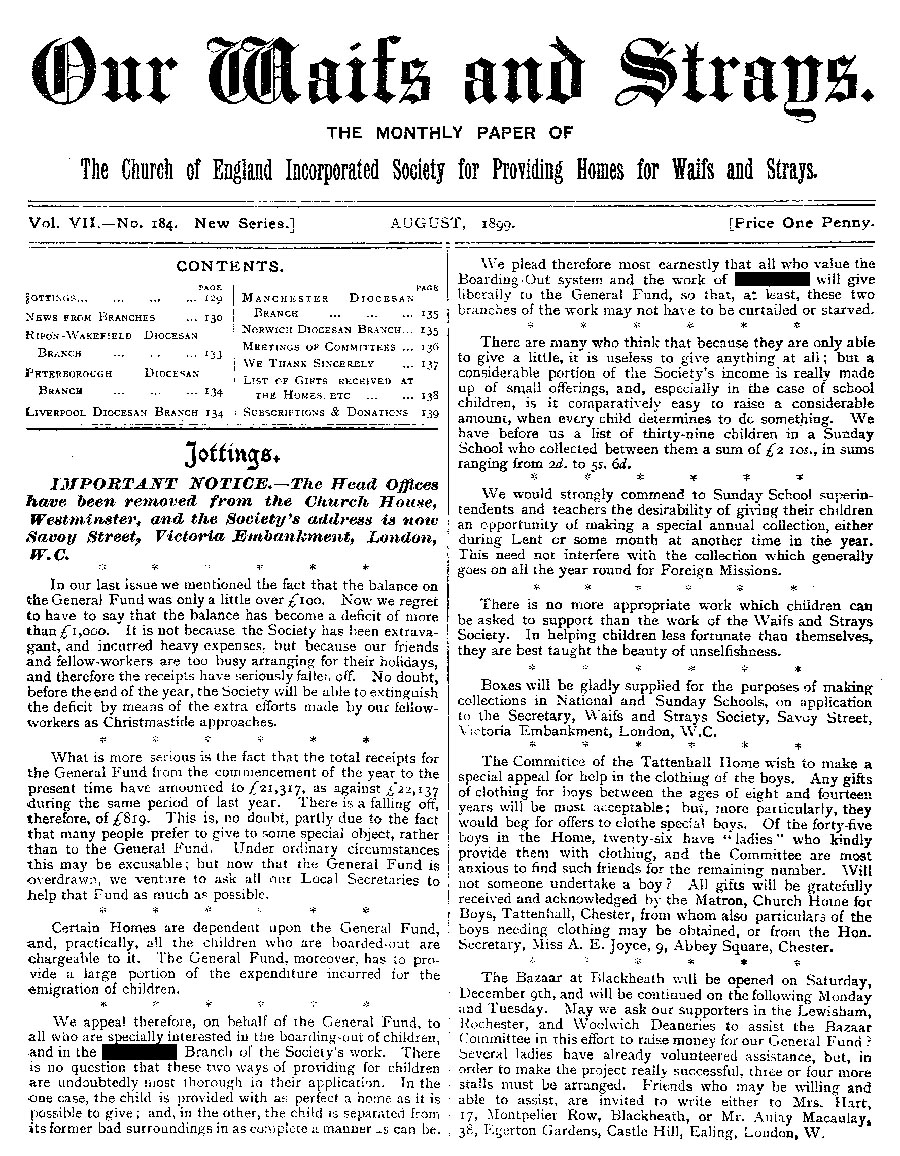 Our Waifs and Strays August 1899 - page 156