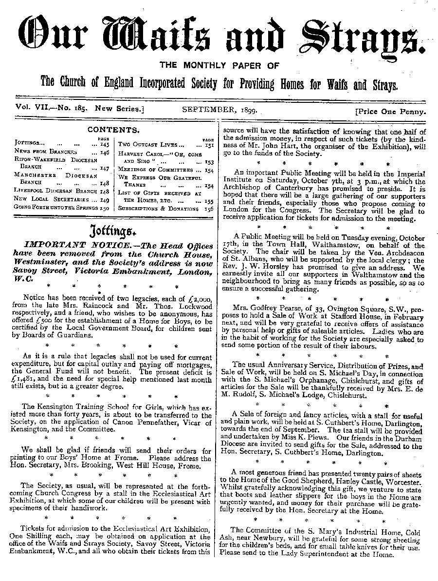 Our Waifs and Strays September 1899 - page 176
