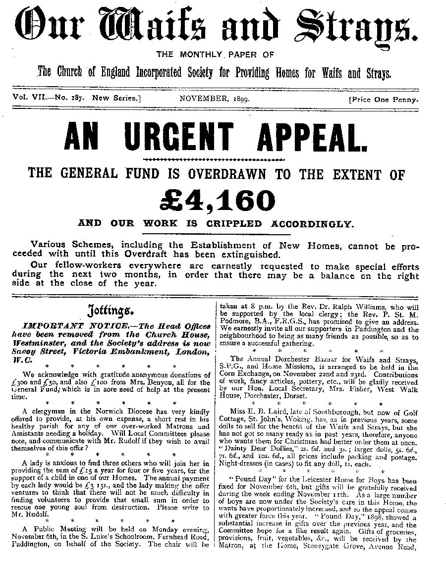 Our Waifs and Strays November 1899 - page 216