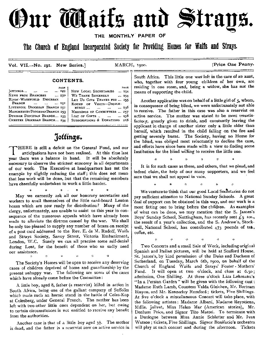 Our Waifs and Strays March 1900 - page 45