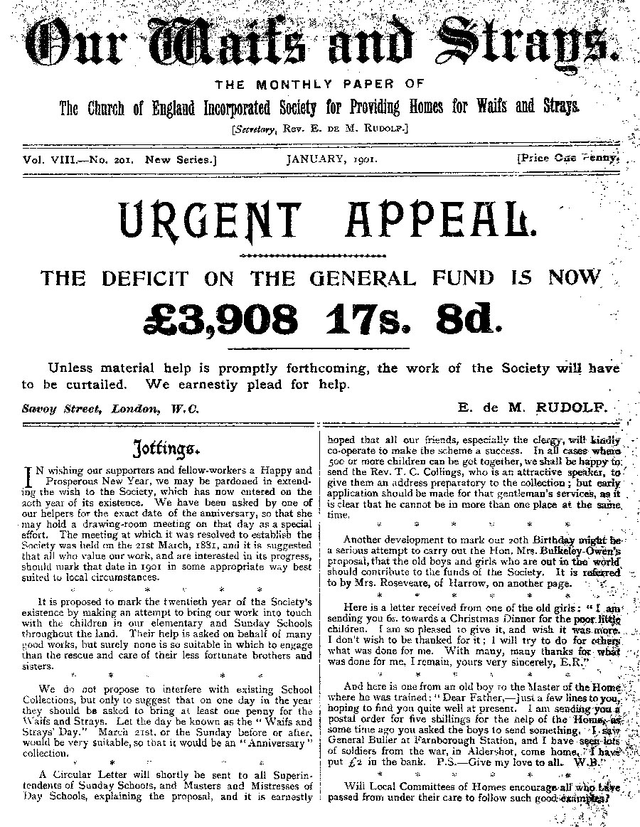 Our Waifs and Strays January 1901 - page 1