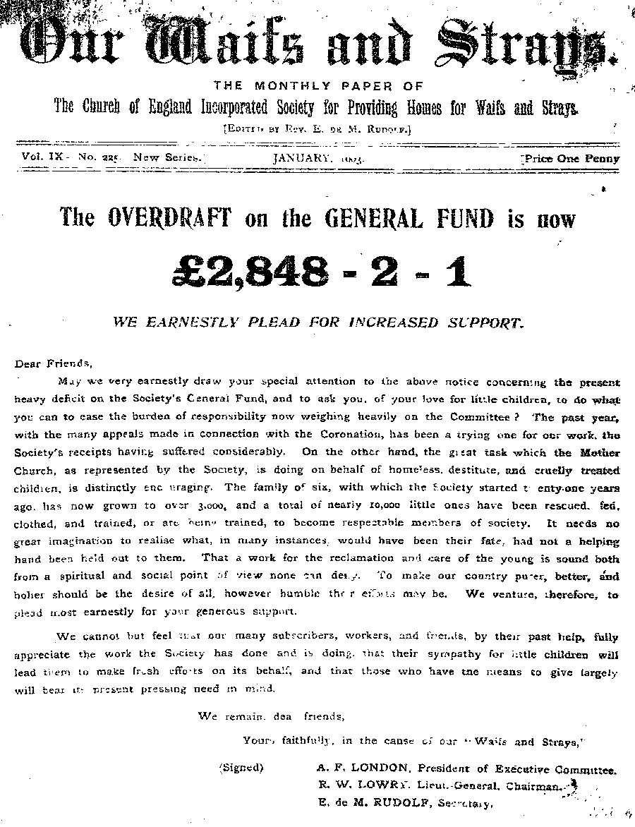 Our Waifs and Strays January 1903 - page 1