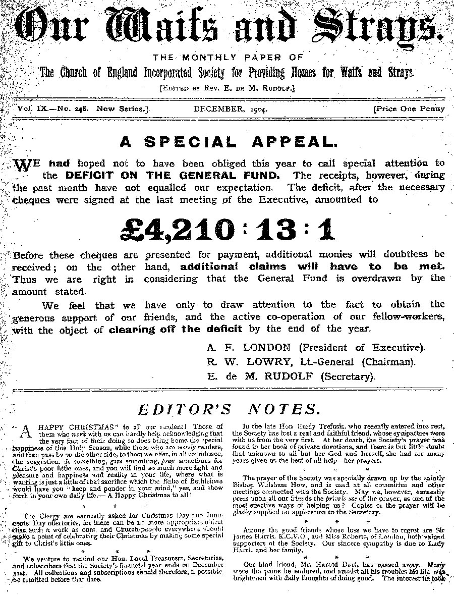 Our Waifs and Strays December 1904 - page 223