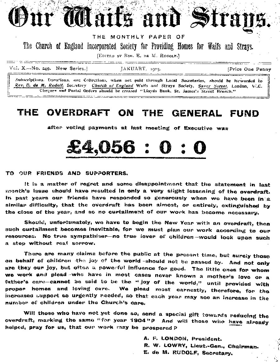 Our Waifs and Strays January 1905 - page 1