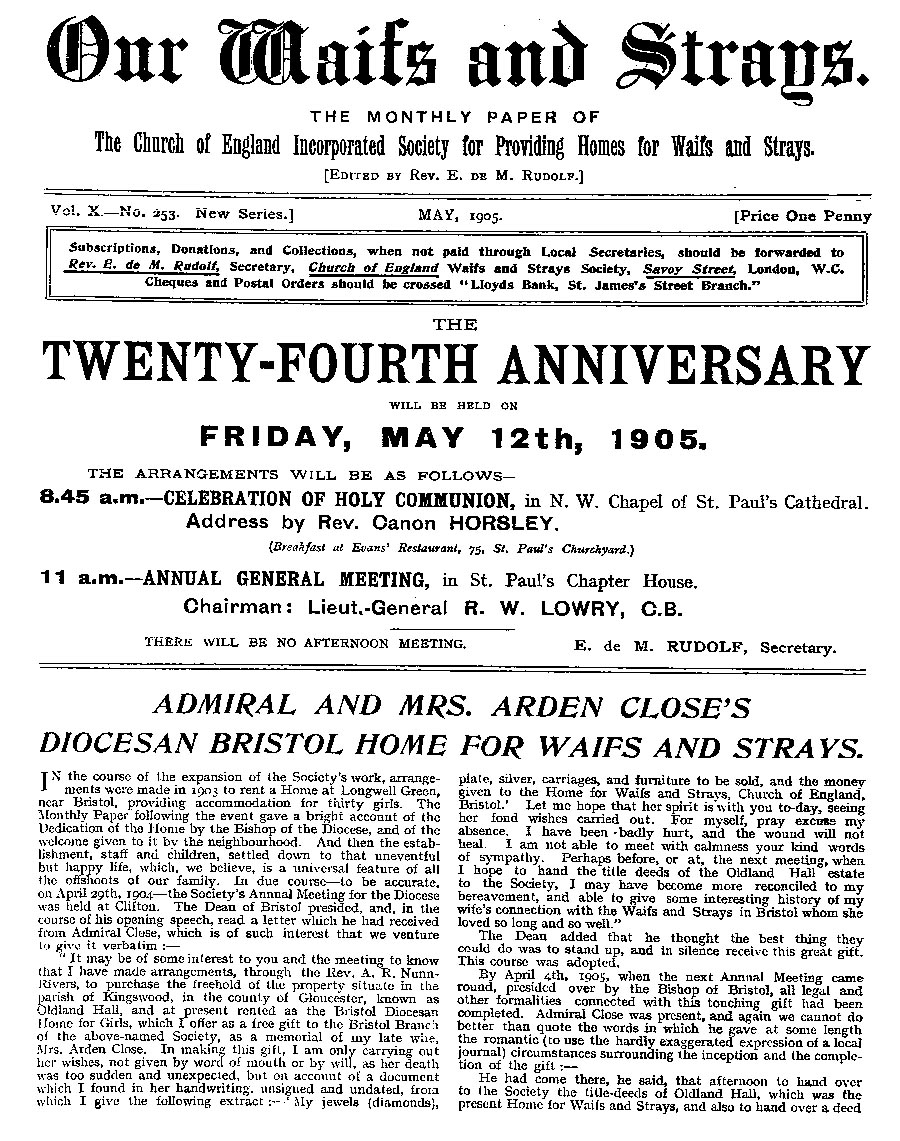 Our Waifs and Strays May 1905 - page 86