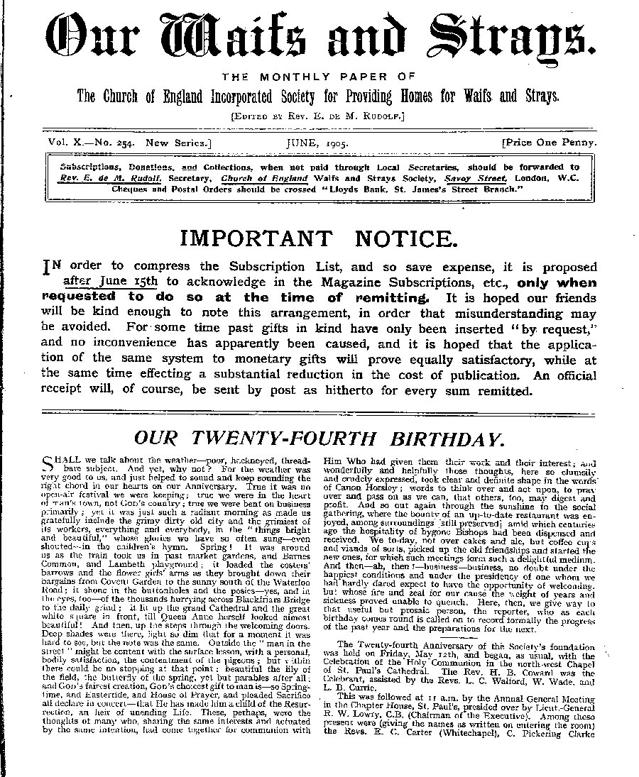 Our Waifs and Strays June 1905 - page 104