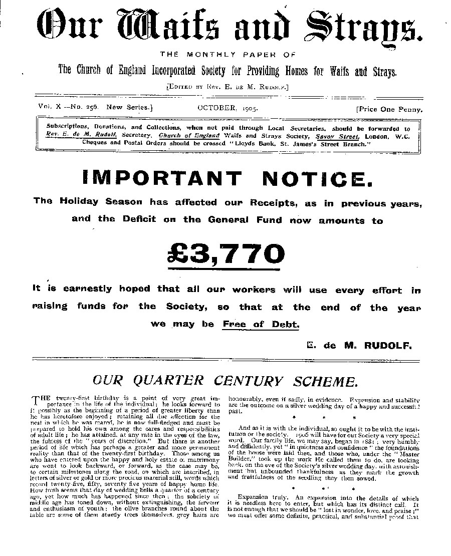 Our Waifs and Strays October 1905 - page 144