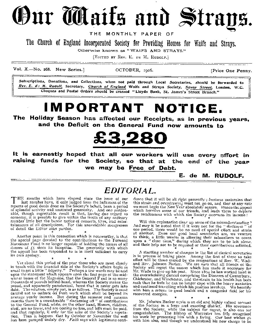 Our Waifs and Strays October 1906 - page 128