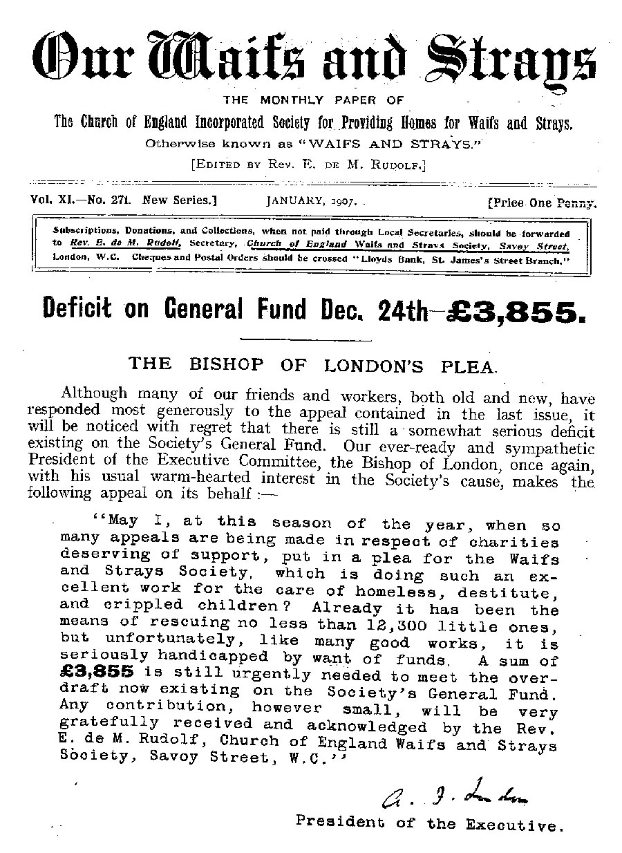 Our Waifs and Strays January 1907 - page 1