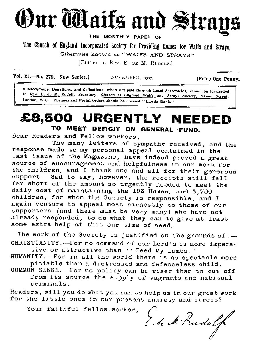 Our Waifs and Strays November 1907 - page 188