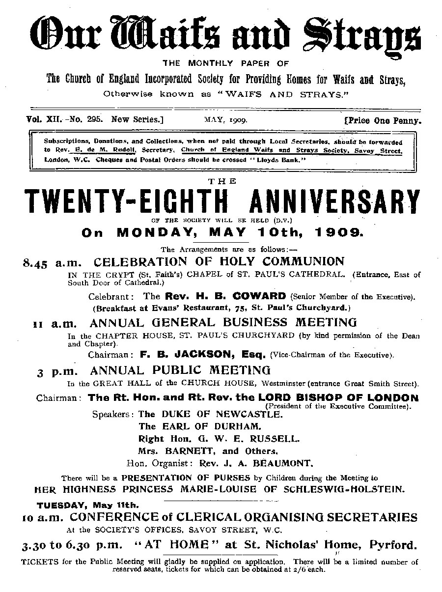 Our Waifs and Strays May 1909 - page 109