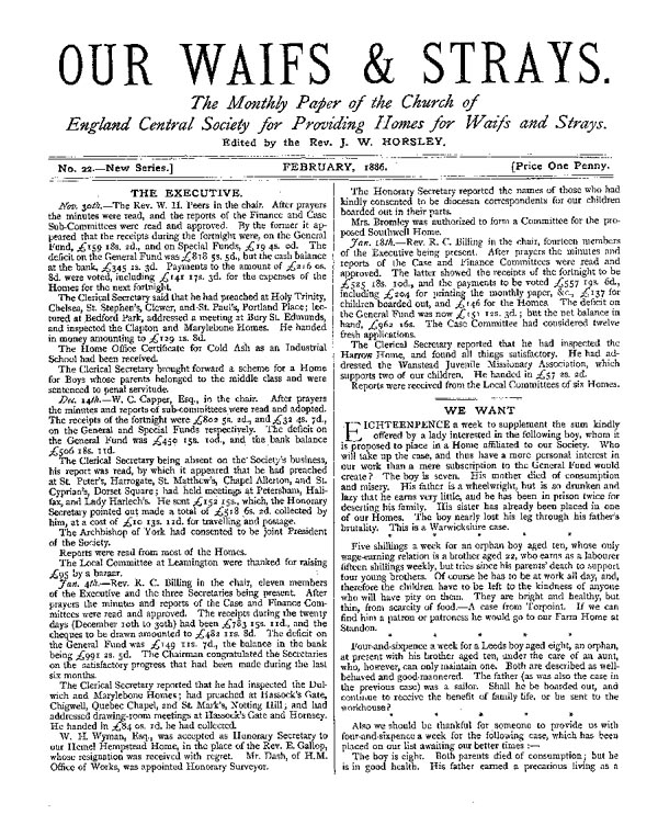 Our Waifs and Strays February 1886 - page 1