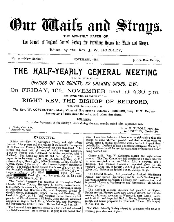 Our Waifs and Strays November 1888 - page 1