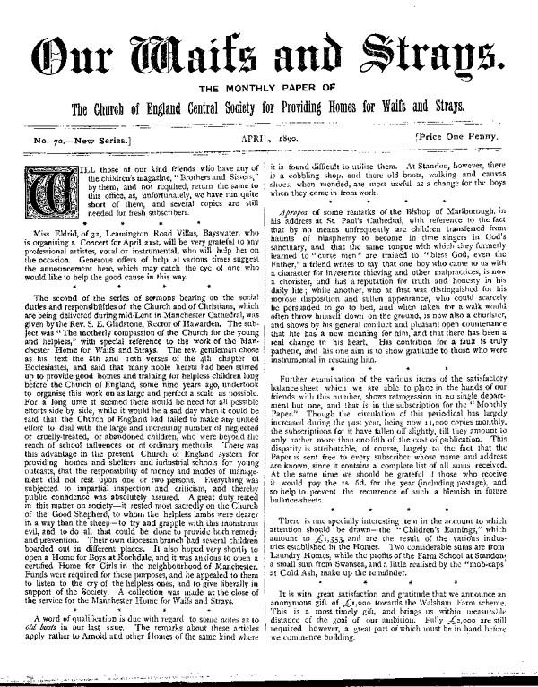 Our Waifs and Strays April 1890 - page 1