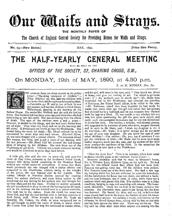 Our Waifs and Strays May 1890 - page 1