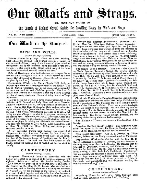 Our Waifs and Strays December 1890 - page 1