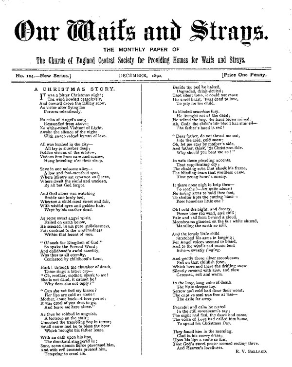 Our Waifs and Strays December 1892 - page 1