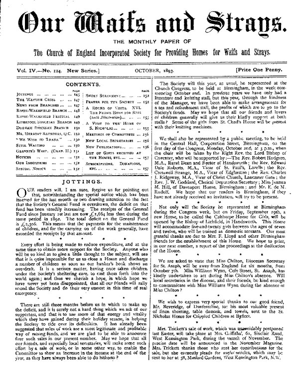 Our Waifs and Strays October 1893 - page 143