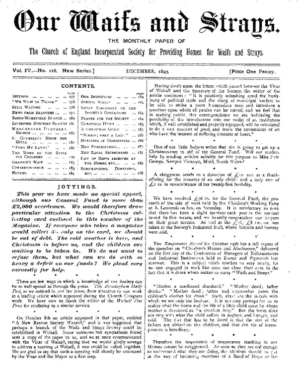 Our Waifs and Strays December 1893 - page 175