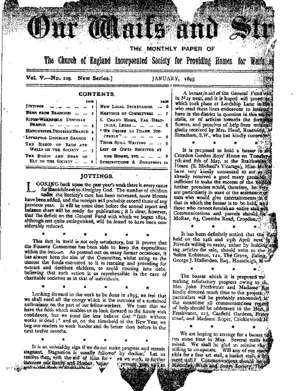 Our Waifs and Strays January 1895 - page 1