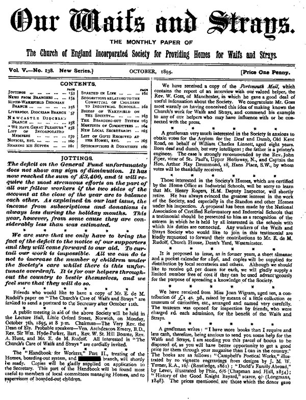 Our Waifs and Strays October 1895 - page 153