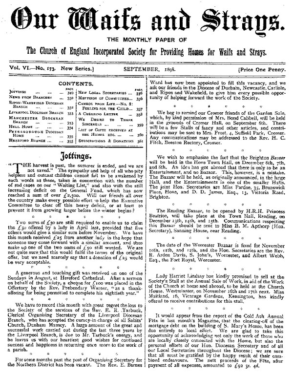 Our Waifs and Strays September 1898 - page 139