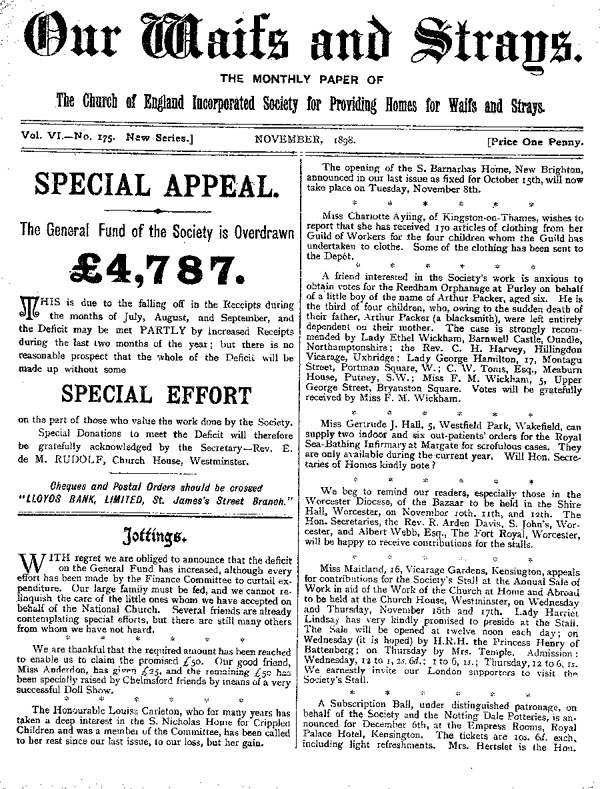 Our Waifs and Strays November 1898 - page 171