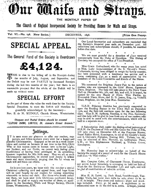 Our Waifs and Strays December 1898 - page 187