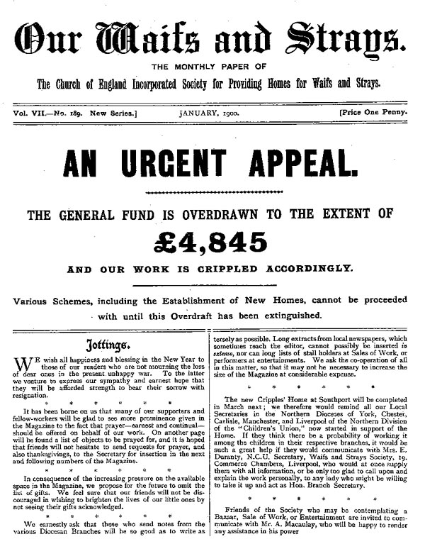 Our Waifs and Strays January 1900 - page 1