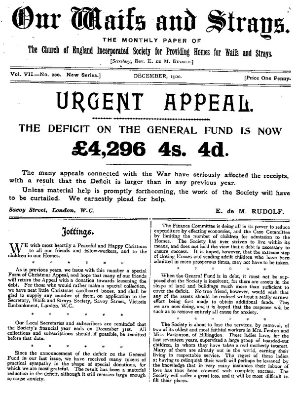 Our Waifs and Strays December 1900 - page 211