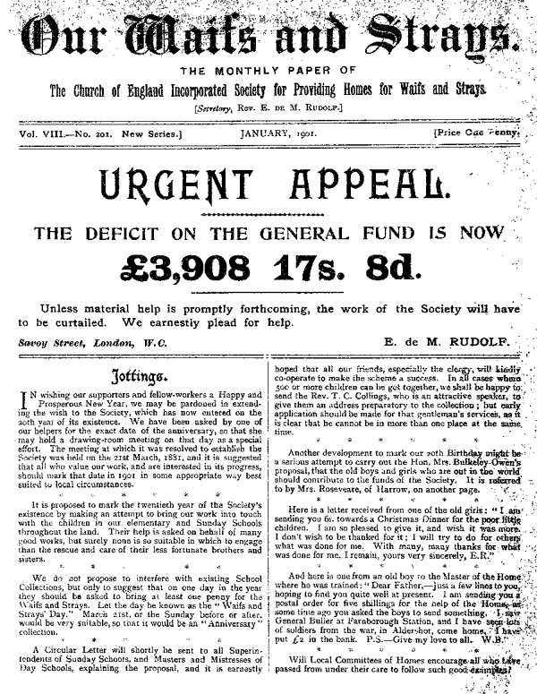 Our Waifs and Strays January 1901 - page 1