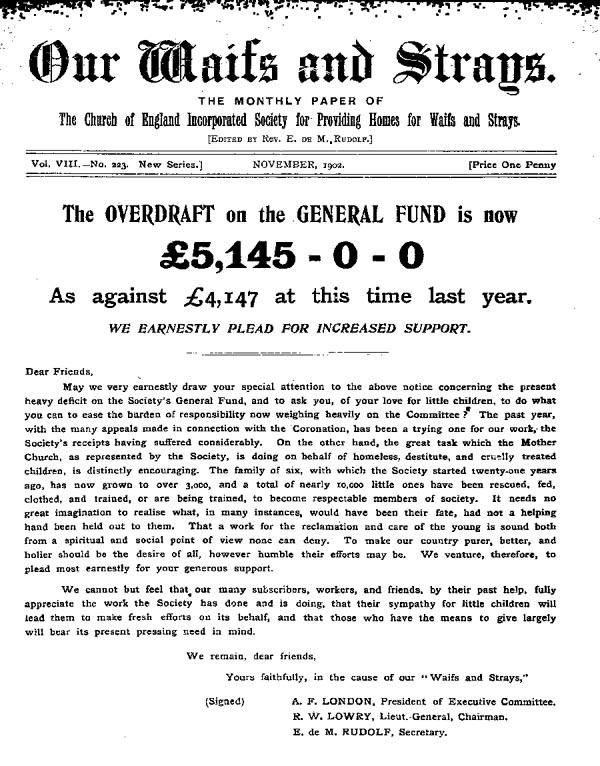 Our Waifs and Strays November 1902 - page 199