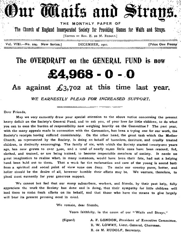 Our Waifs and Strays December 1902 - page 217