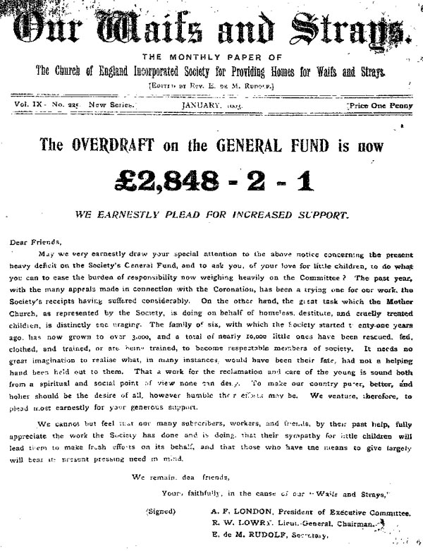 Our Waifs and Strays January 1903 - page 1