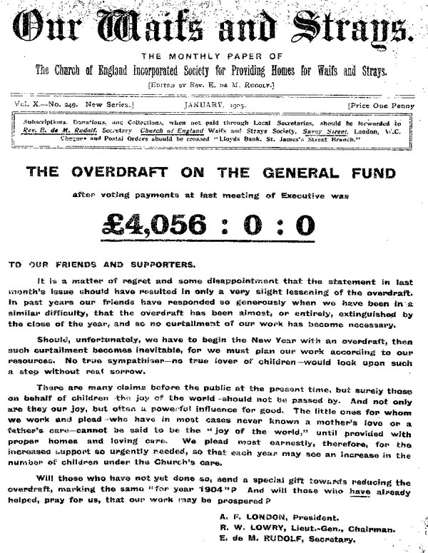 Our Waifs and Strays January 1905 - page 1