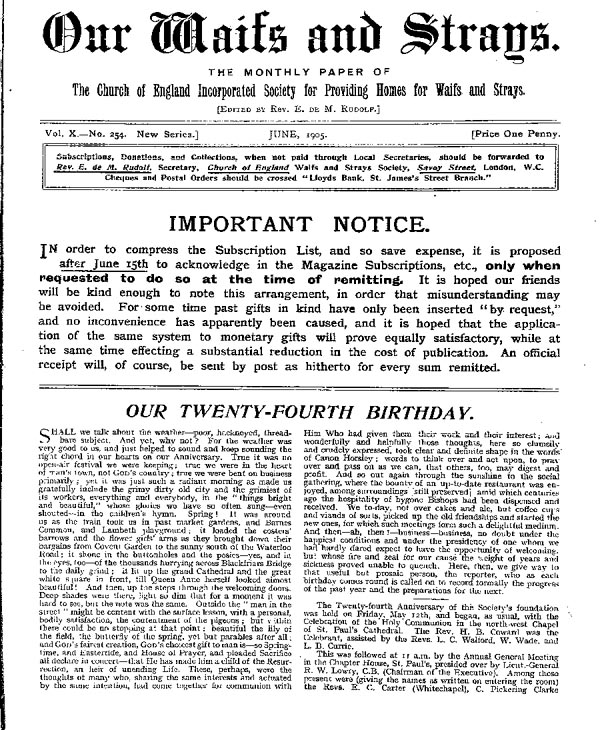 Our Waifs and Strays June 1905 - page 104