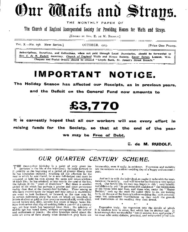 Our Waifs and Strays October 1905 - page 144