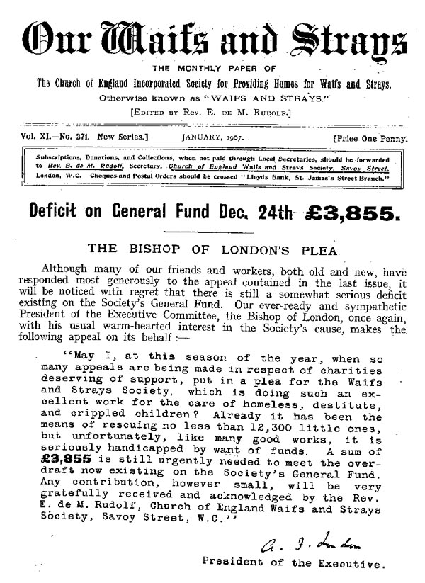 Our Waifs and Strays January 1907 - page 1