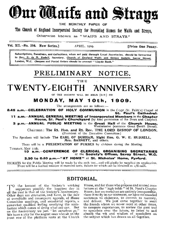 Our Waifs and Strays April 1909 - page 82