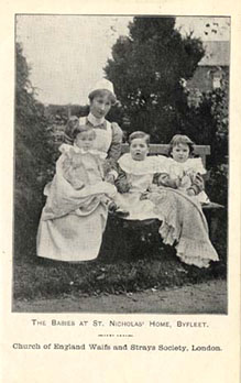 The babies of St Nicholas' Home find a peaceful corner of the garden.