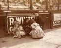 Children outside a shop